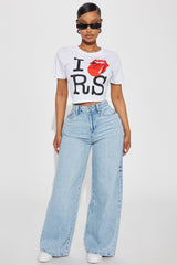 I Love Rolling Stones Baby Tee - White