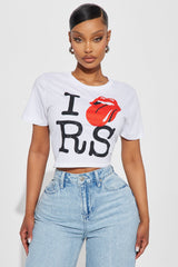 I Love Rolling Stones Baby Tee - White