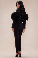 Simone Ruffle Suit Set - Black