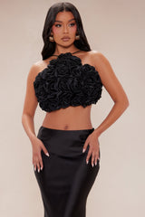 Molly Satin Skirt Set - Black
