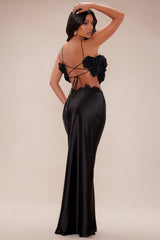 Molly Satin Skirt Set - Black