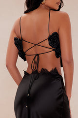 Molly Satin Skirt Set - Black