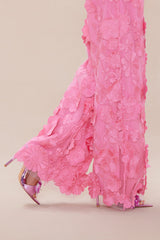 Kassey Embroidered Flare Pant - Hot Pink