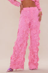 Kassey Embroidered Flare Pant - Hot Pink