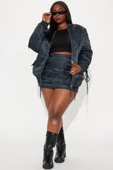 Roxxy Puffer Skirt Set - Charcoal