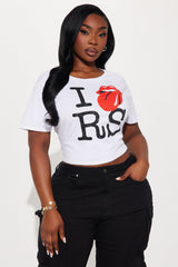 I Love Rolling Stones Baby Tee - White