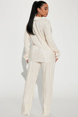Pick Me Plisse Pant Set - Cream
