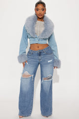 Jazlyn Embellished Ripped Straight Leg Jeans - Medium Wash