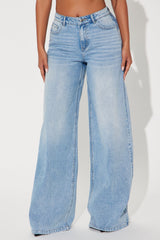 Tall Brianca Bow Wide Leg Jeans - Light Wash