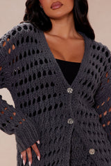 Jenna Cardigan Skirt Set - Charcoal