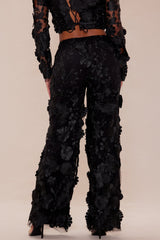 Kassey Embroidered Flare Pant - Black