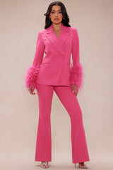 Fanine Feather Suit Set - Pink