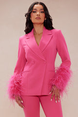 Fanine Feather Suit Set - Pink