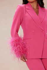 Fanine Feather Suit Set - Pink