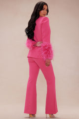 Fanine Feather Suit Set - Pink