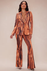 Amina Abstract Suit Set - Brown/combo
