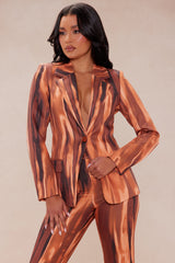 Amina Abstract Suit Set - Brown/combo