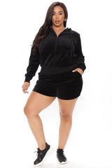 The OG Trendsetter Velour Short Set - Black