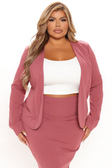 Payin' It Forward Blazer Skirt Set - Mauve