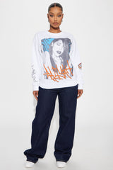 Aaliyah Crew Neck Sweatshirt - White