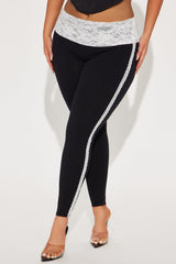 Broken Dreams Lace Striped Legging - Black