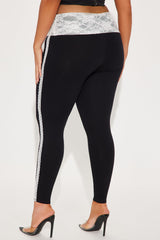 Broken Dreams Lace Striped Legging - Black