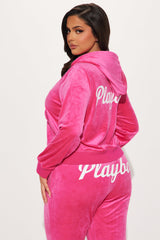 Playboy Bunny Velour Zip Up Hoodie - Pink