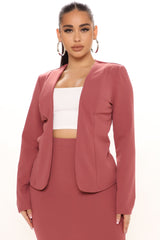 Payin' It Forward Blazer Skirt Set - Mauve