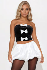 Bow Life Bubble Hem Skirt Set - Black/White