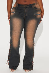 Tongue Tied Tinted Flare Jeans - Dark Wash