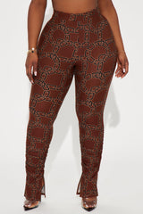 Bree Marie Chain Link Stacked Legging - Brown/combo