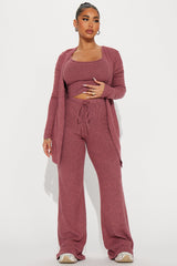 Calm N Cozy 3 Piece Pant Set - Mauve