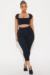 Roll Up Super Soft Active Capri Legging - Black