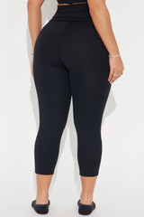 Roll Up Super Soft Active Capri Legging - Black