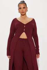 Sasha Flyaway Sweater Pant Set - Burgundy