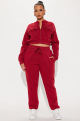 Meet Me Outside Fleece Set - Burgundy