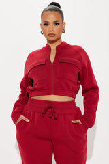 Meet Me Outside Fleece Set - Burgundy