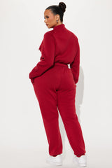 Meet Me Outside Fleece Set - Burgundy
