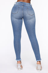 On The Fray Ankle Jeans - Medium Blue Wash