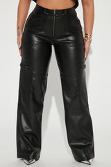 Studio City Straight Leg Faux Leather Pant - Black