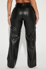 Studio City Straight Leg Faux Leather Pant - Black