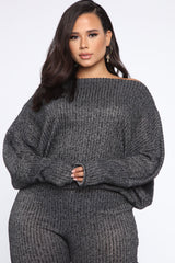 Feeling The Chill Sweater Set - Charcoal