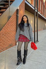 You Better Behave Plaid Micro Mini Skort - Red/combo