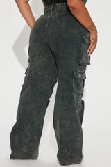 Lily High Rise Cargo Jeans - Green