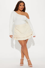 Fall For You Double Tiered Pleated Mini Skirt - Cream