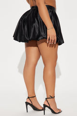Dressing Up Satin Bubble Mini Skirt - Black