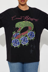 Count Your Blessings Dragon Graphic Tee - Black