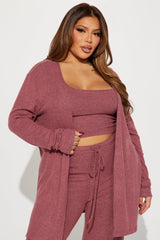 Calm N Cozy 3 Piece Pant Set - Mauve