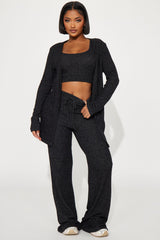 Calm N Cozy 3 Piece Pant Set - Black