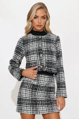 Kate Tweed Mini Skirt Set - Black/combo